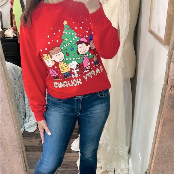 Peanuts Charlie Brown red sweatshirt size medium vintage Christmas - Picture 1 of 5